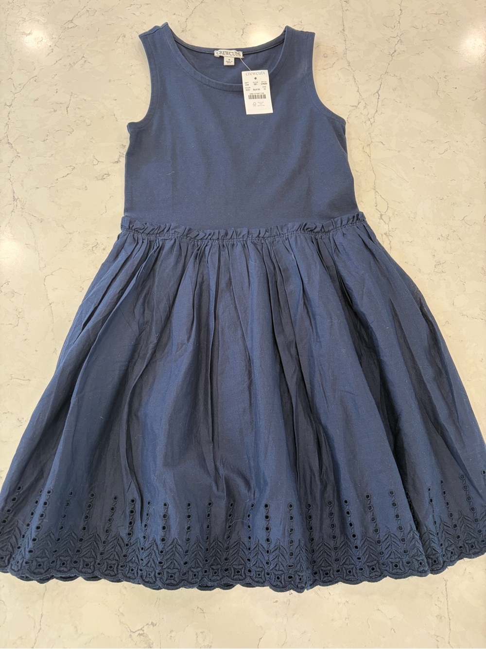 Crewcuts Navy Sleeveless Eyelet-Hem Dress